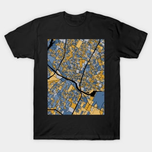 Austin Map Pattern in Blue & Gold T-Shirt